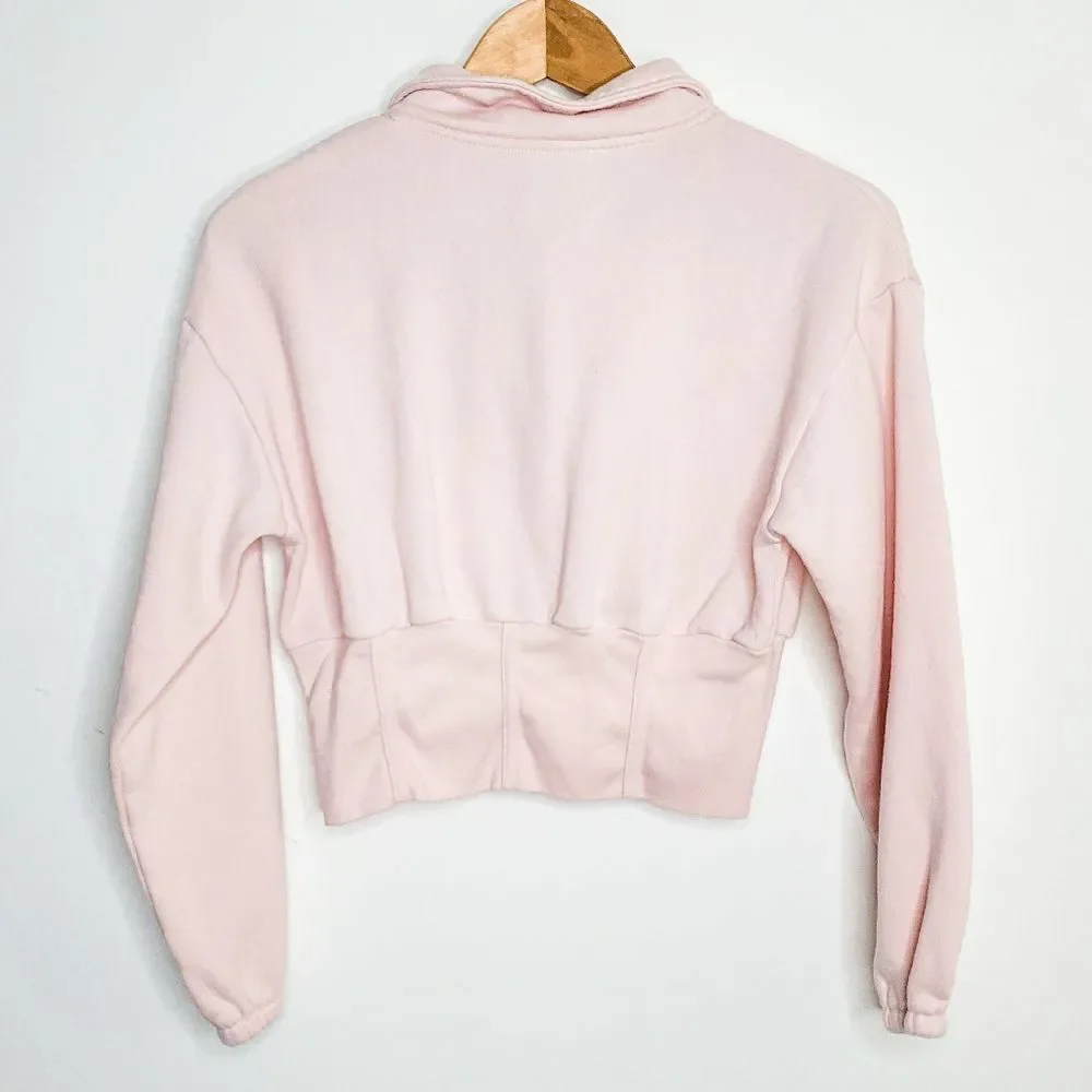 Habitual Pastel Baby Pink Quarter Zip Pullover Athletic Dance Sweater Size 14_3
